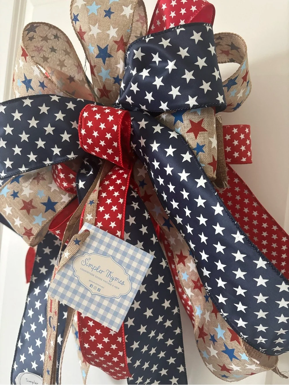 XL Bow Summer Patriotic Multi-seasonal Americana Bow 250th DIY Custom Final Sale